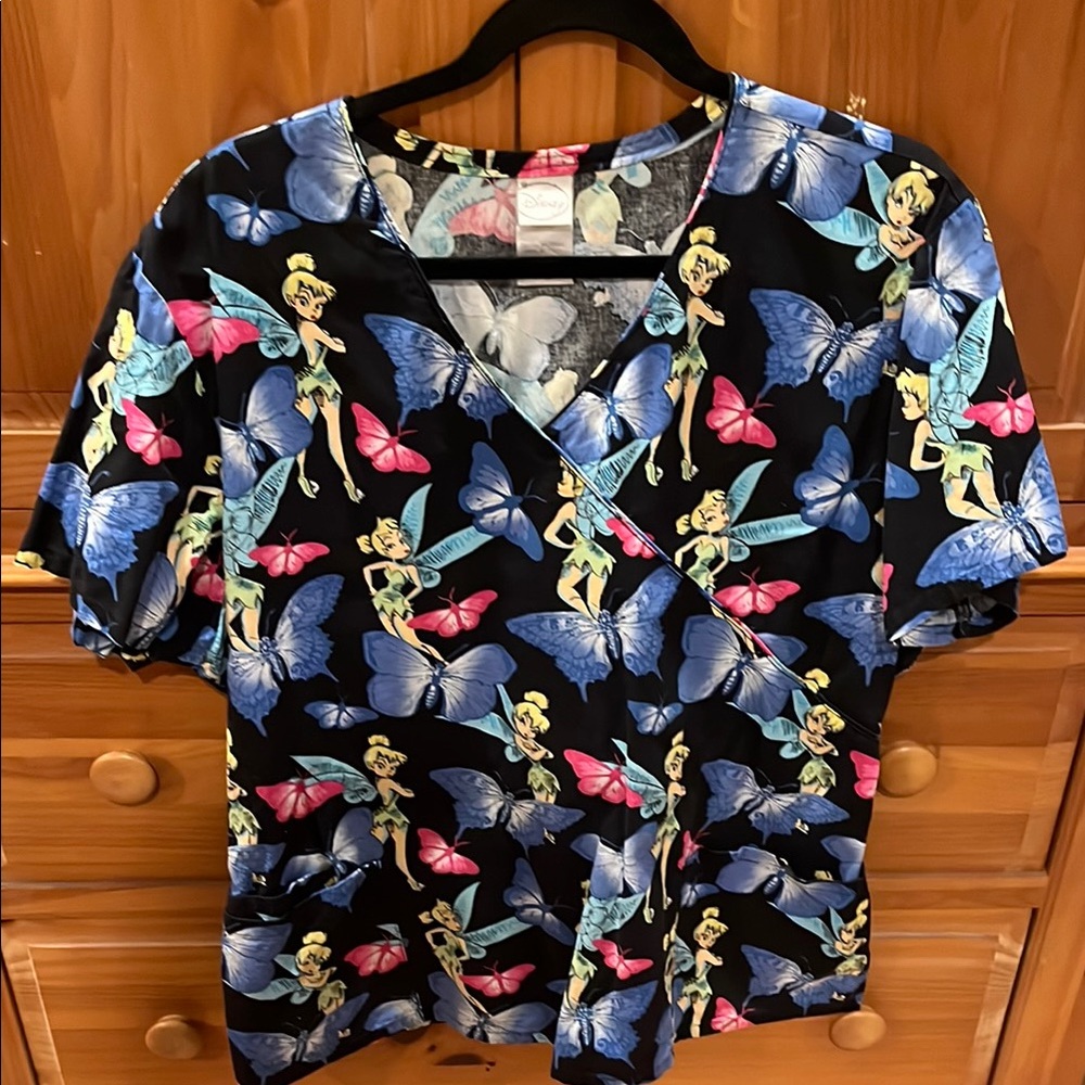 Women's Black Tinker bell Print Top